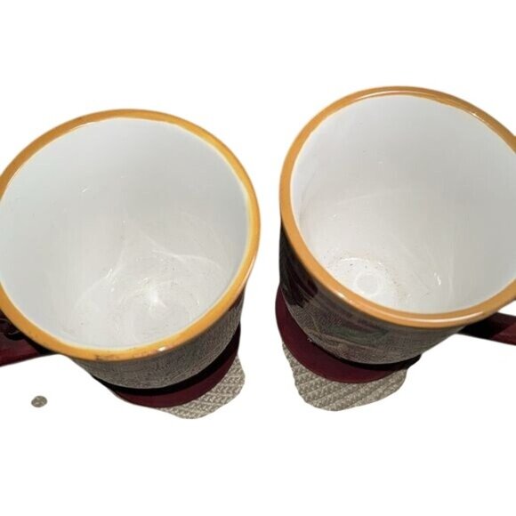 Set Of 2 Caprisware Hand-Painted Ceramic Fruit-Themed Mugs 4.5" Tall Red/Multico - Picture 3 of 9